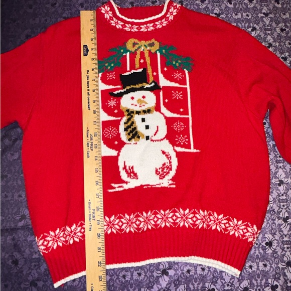 90’s Southern Lady VINTAGE UGLY CHRISTMAS SWEATER Snowman Snowflake Collar Large - Picture 8 of 9